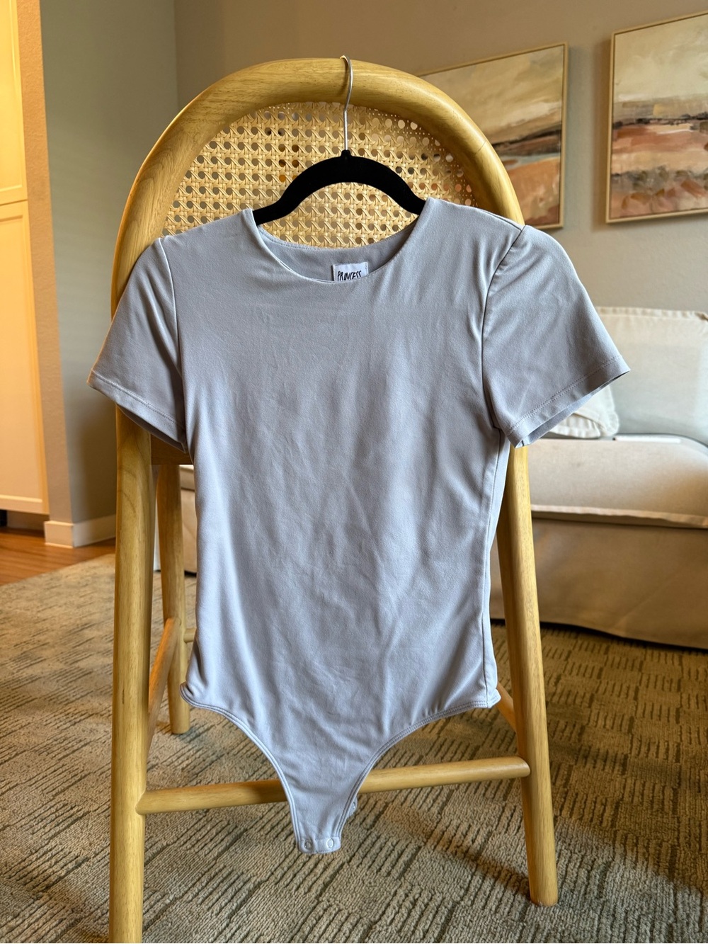 Princess Polly Crewneck Bodysuit in Light Gray